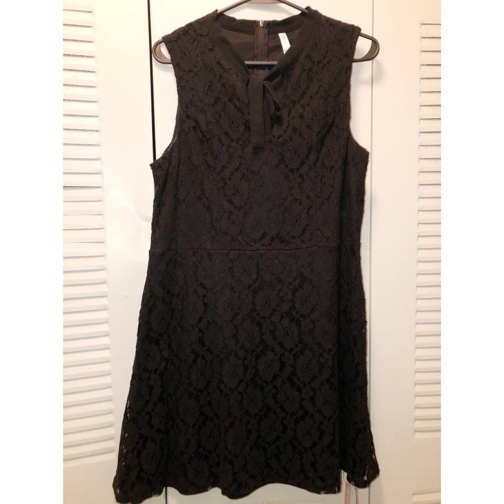 Black Lace A-Line Sleeveless Dress